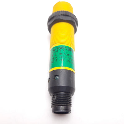 Used Banner S18SN6FF25Q Photoelectric Sensor, Range: 25mm, NPN, 10-30VDC, 4-Pin M12