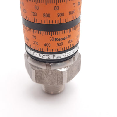 Used IFM Efector PK6222 Adjustable Pressure Sensor Switch, 0-100bar, 1/4" NPT, 24VDC