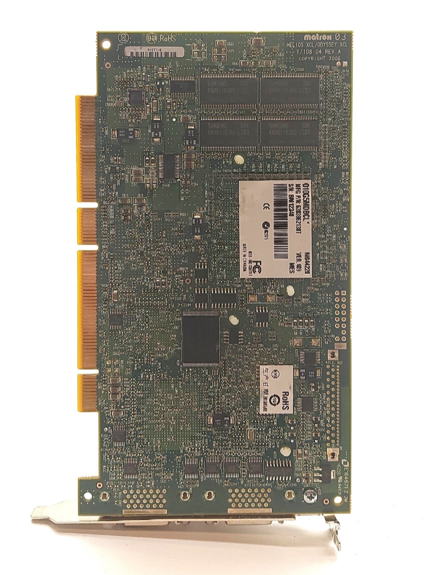 Used Matrox O10G5MDBCL* Odyssey XCL Ver 409 Frame Grabber Card PCI-X, 1GHz, 2x Camera