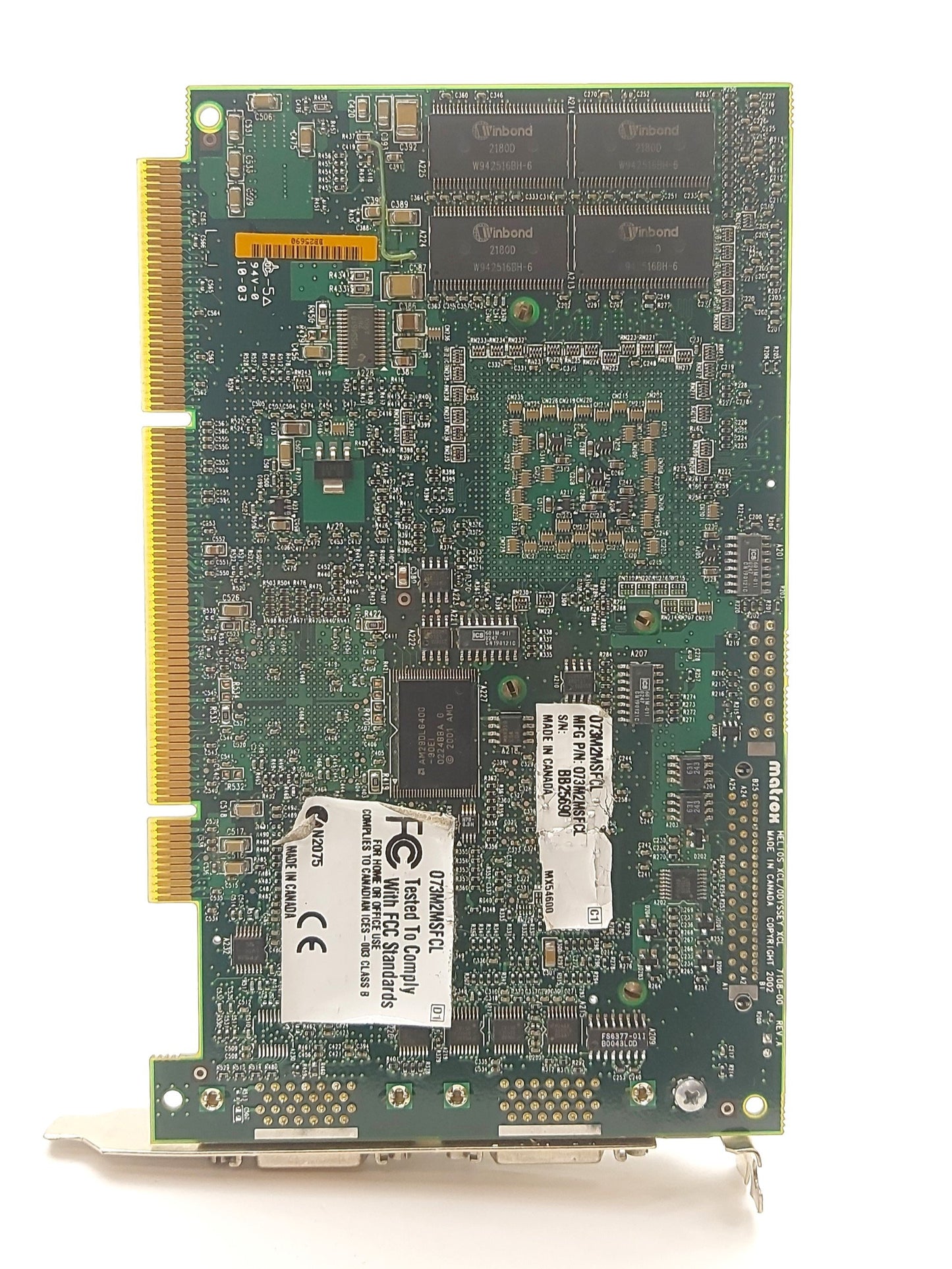 Used Matrox 073M2MSFCL Odyssey XCL Rev A Frame Grabber Card PCI-X, 1GHz, 2x Camera