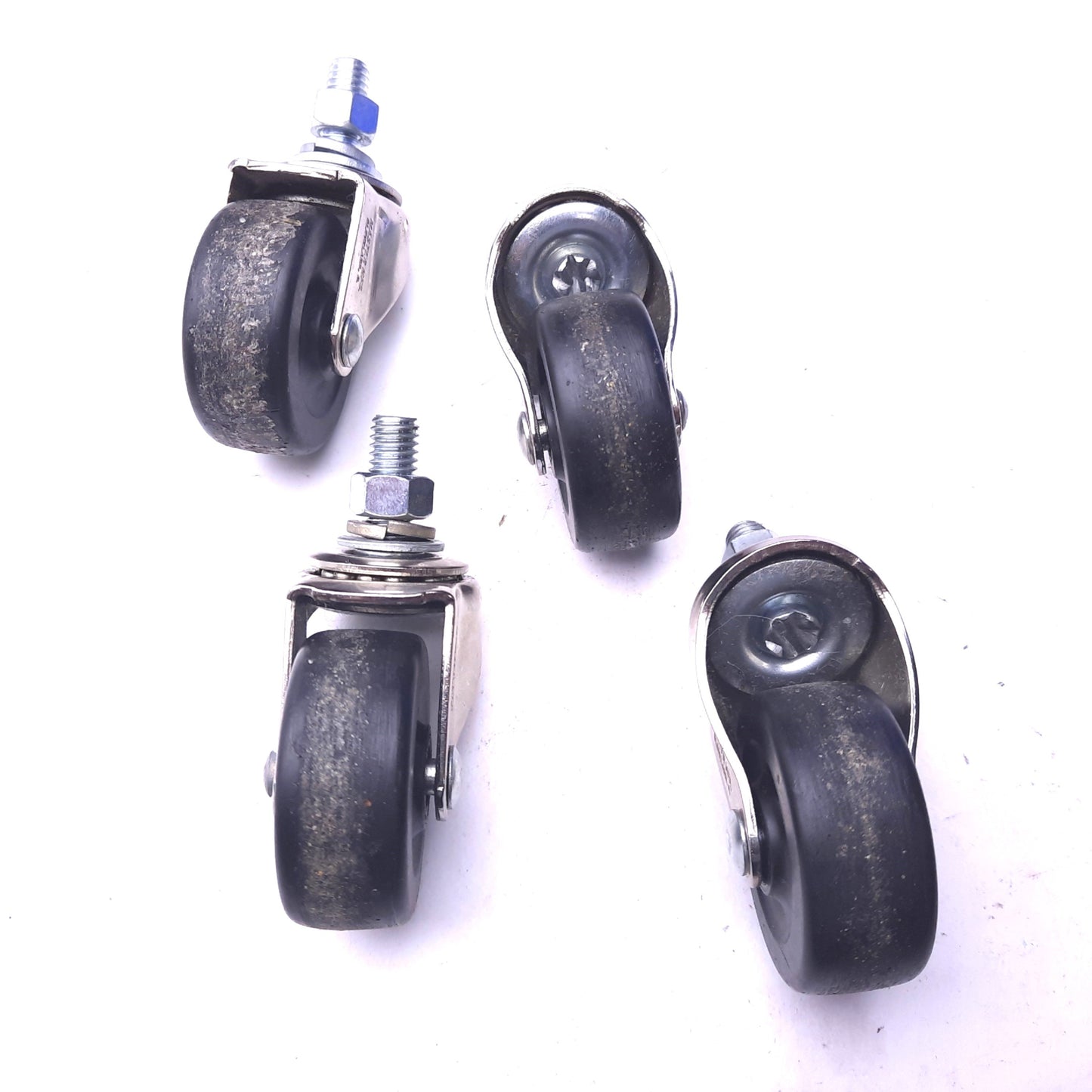 Used Lot of 4 Master Stem Caster Swivel Wheels 2" Diameter, 13/16" Width, 360° Swivel