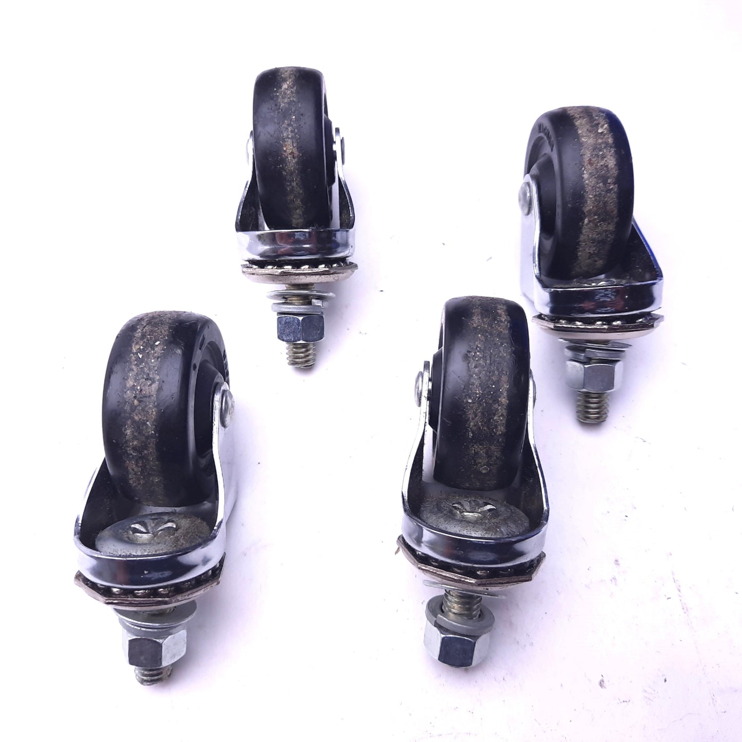 Used Lot of 4 Wagner Stem Caster Swivel Wheels 2" Diameter, 13/16" Width, 360° Swivel