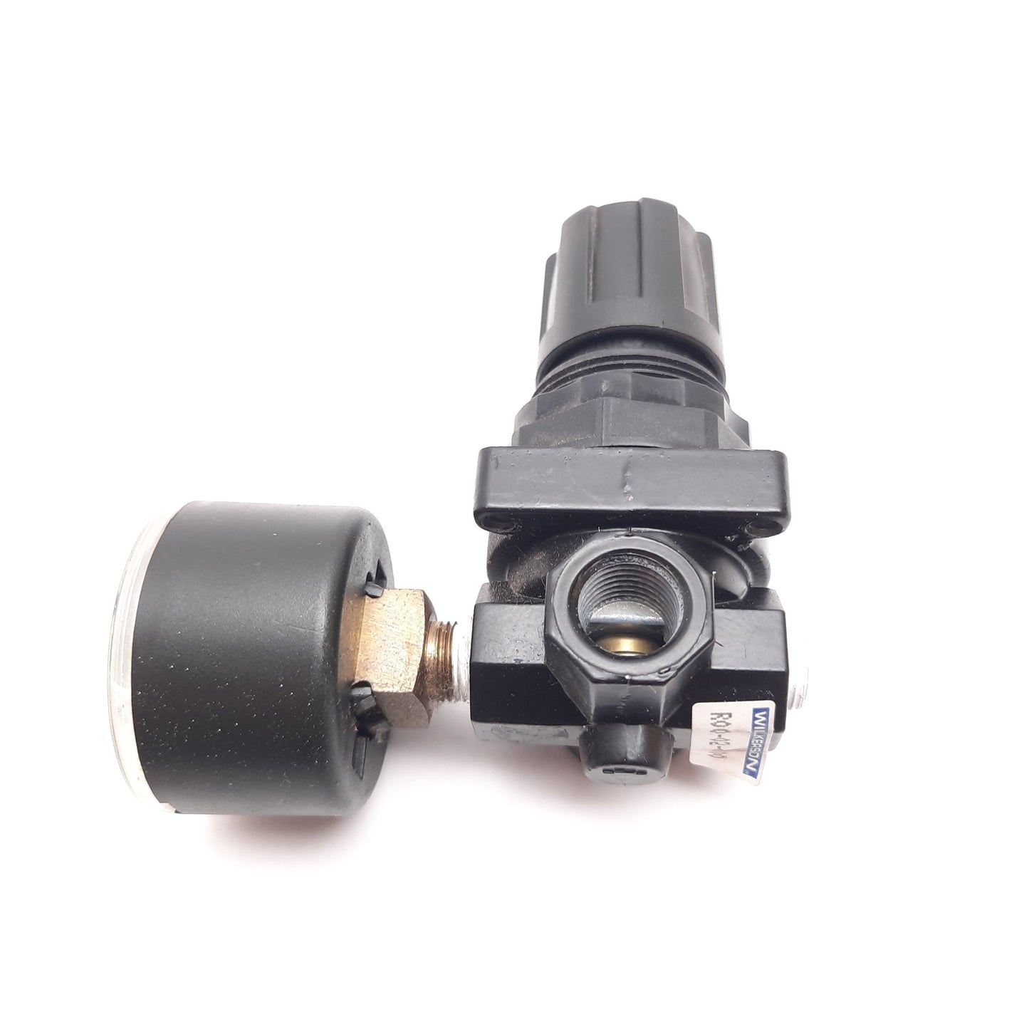 Used Wilkerson R00-02-000 Pneumatic Regulator, 0-125psi, 1/4" NPT, W/ 0-160psi Gauge