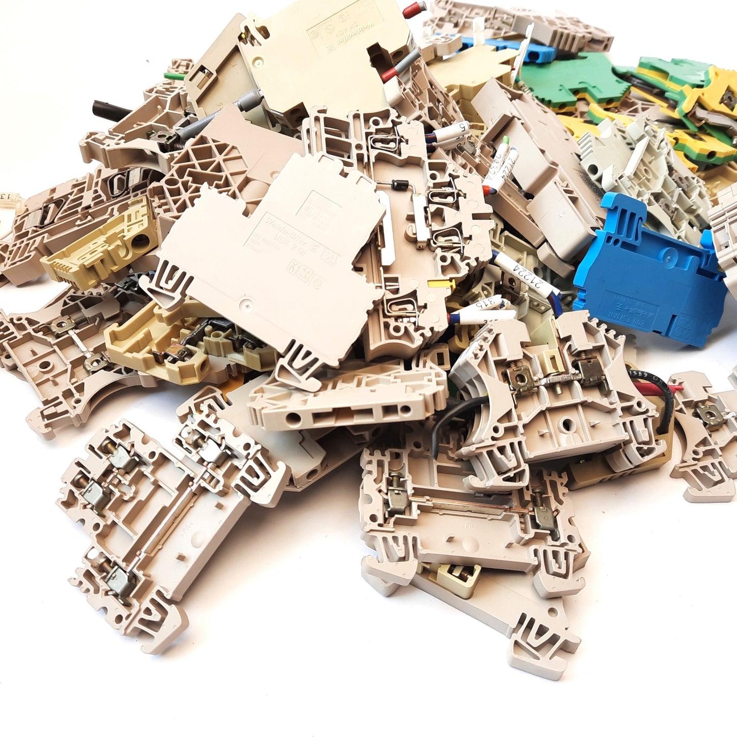 Used 3lbs of Weidmuller Randomly Assorted DIN Rail Terminal Block End Stop Cover