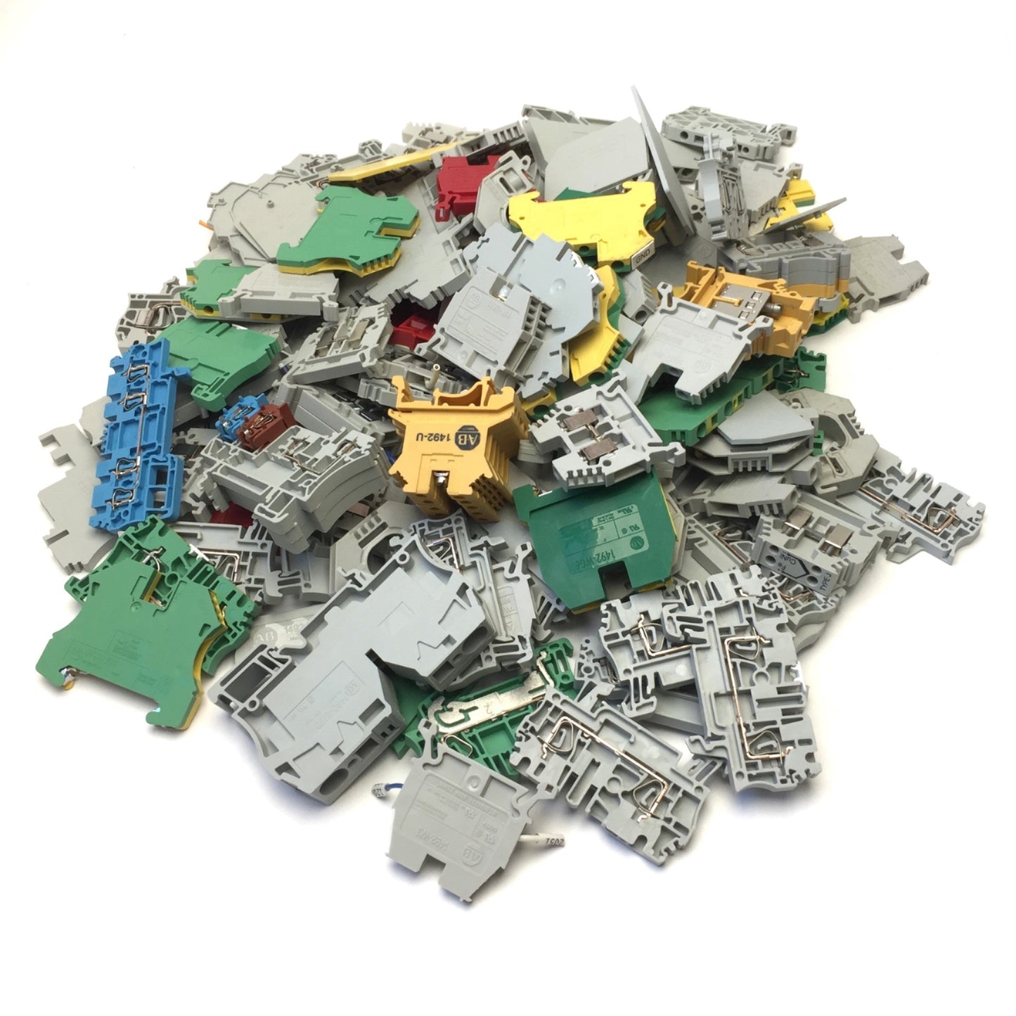 Used 3lbs of Allen Bradley Randomly Assorted DIN Rail Terminal Block End Stop Cover