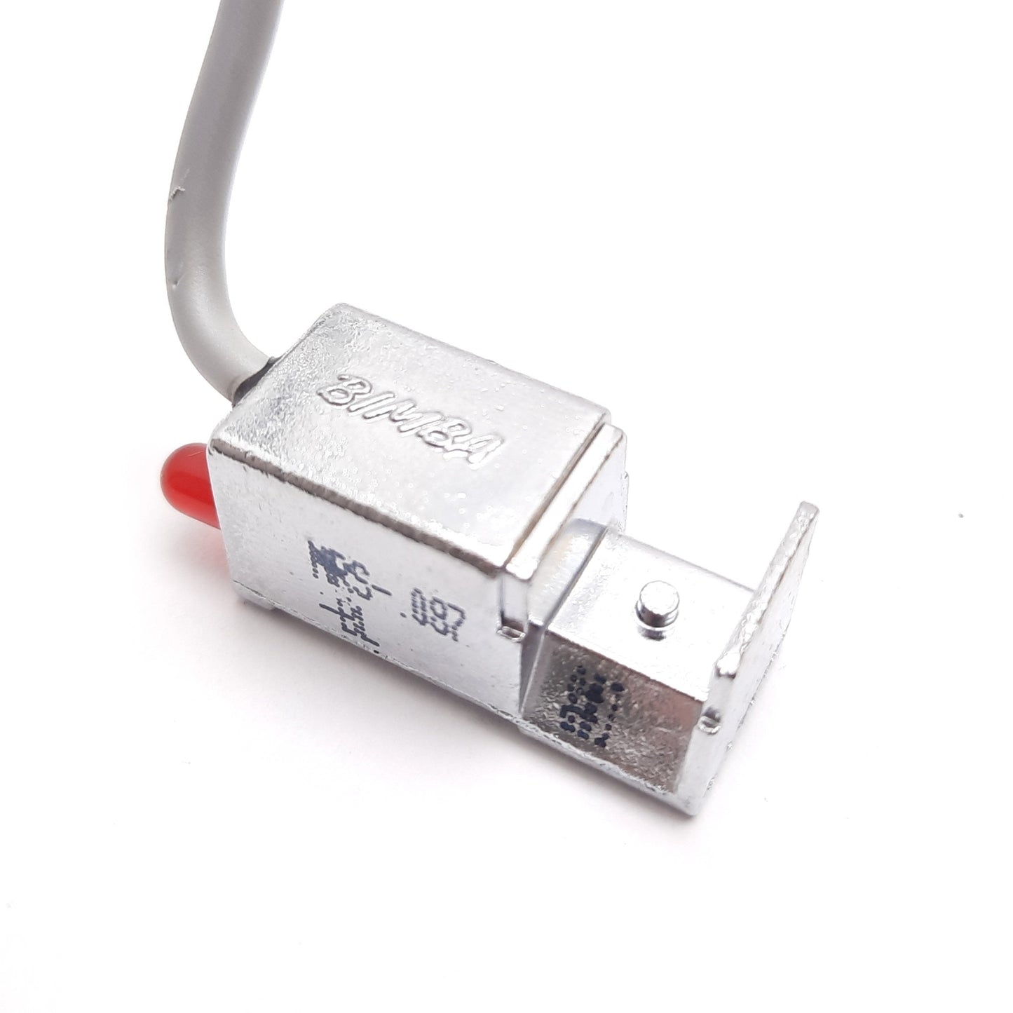 Used Bimba MRS-.087-BL Heavy Duty Band Reed Switch, Rating 24V 500mA, 4" Cable 3-Wire