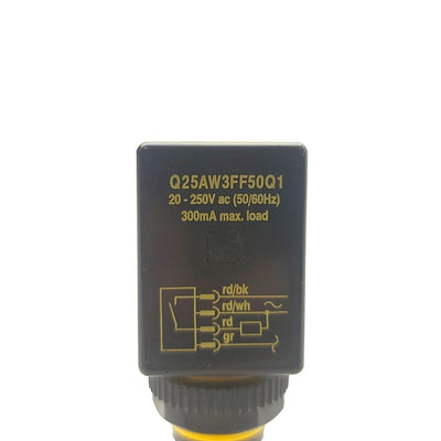 Used Banner Q25AW3FF50Q1 Photoelectric Sensor SPST 50mm Range 4-Pin QD 20-250VAC