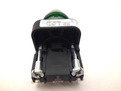 Used Allen Bradley 800T-QH10G Green LED Pilot Indicator Lights, 120VAC