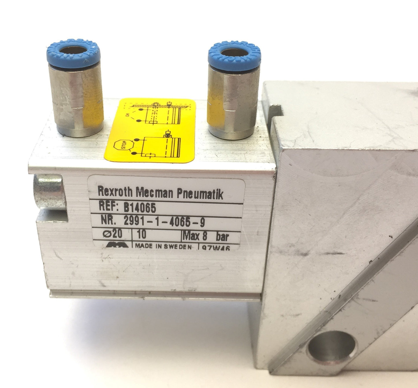 Used Bosch Rexroth XLPD 20X10 Pneumatic Pallet Stop Cylinder, Bore 20mm Stroke 10mm