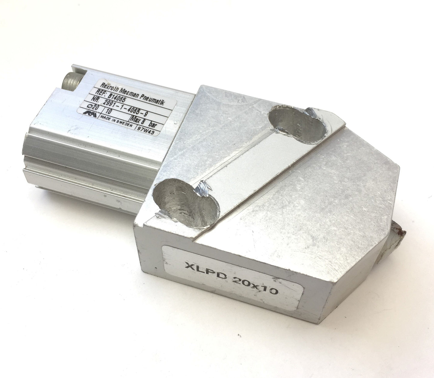 Used Bosch Rexroth XLPD 20X10 Pneumatic Pallet Stop Cylinder, B 20mm S 10mm *Modified