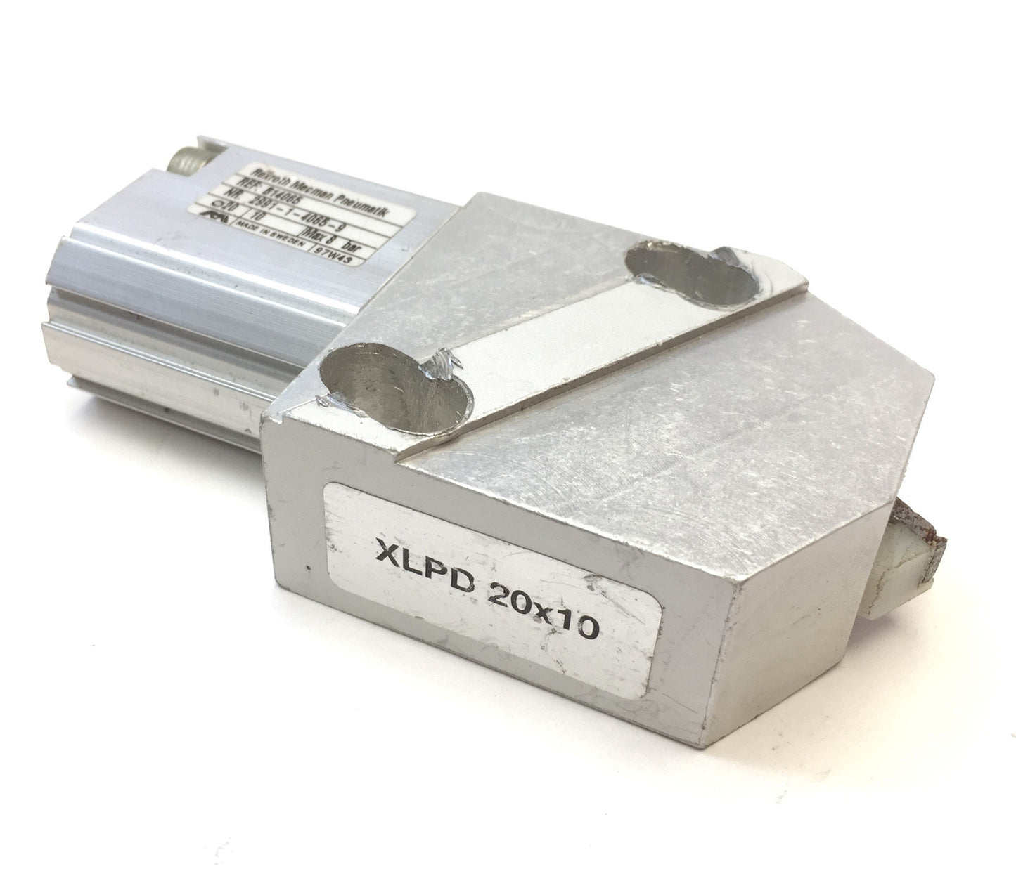 Used Bosch Rexroth XLPD 20X10 Pneumatic Pallet Stop Cylinder, B 20mm S 10mm *Modified