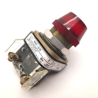Used Allen Bradley 800T-Q10 Red Pilot Indicator Light, 120V AC/DC