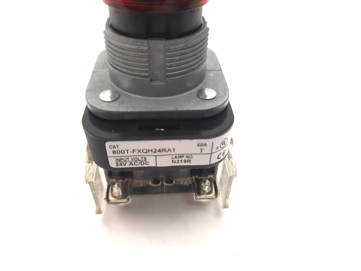 Used Allen-Bradley 800T-FXQH24RA1 LED Illuminated E-Stop 1 N.O. 1 N.C.L.B. 120V AC DC