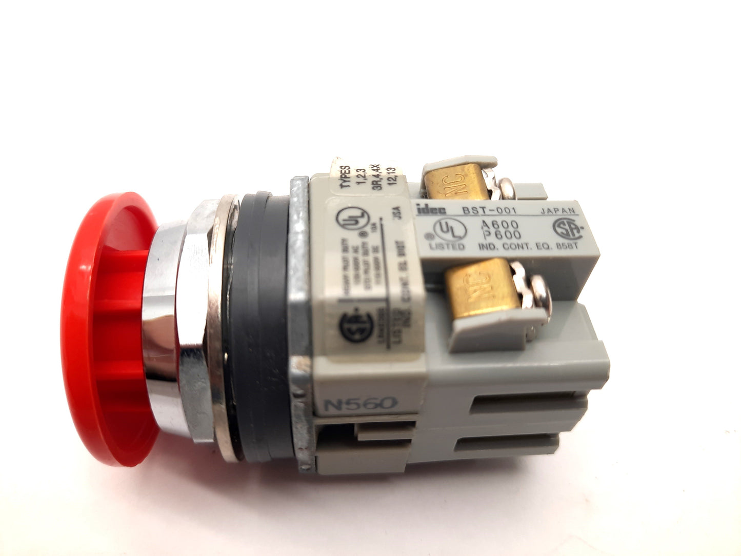 Used Idec ABD311N-R Mushroom Push Button Momentary N.O. BST-010 B.C. BST-001