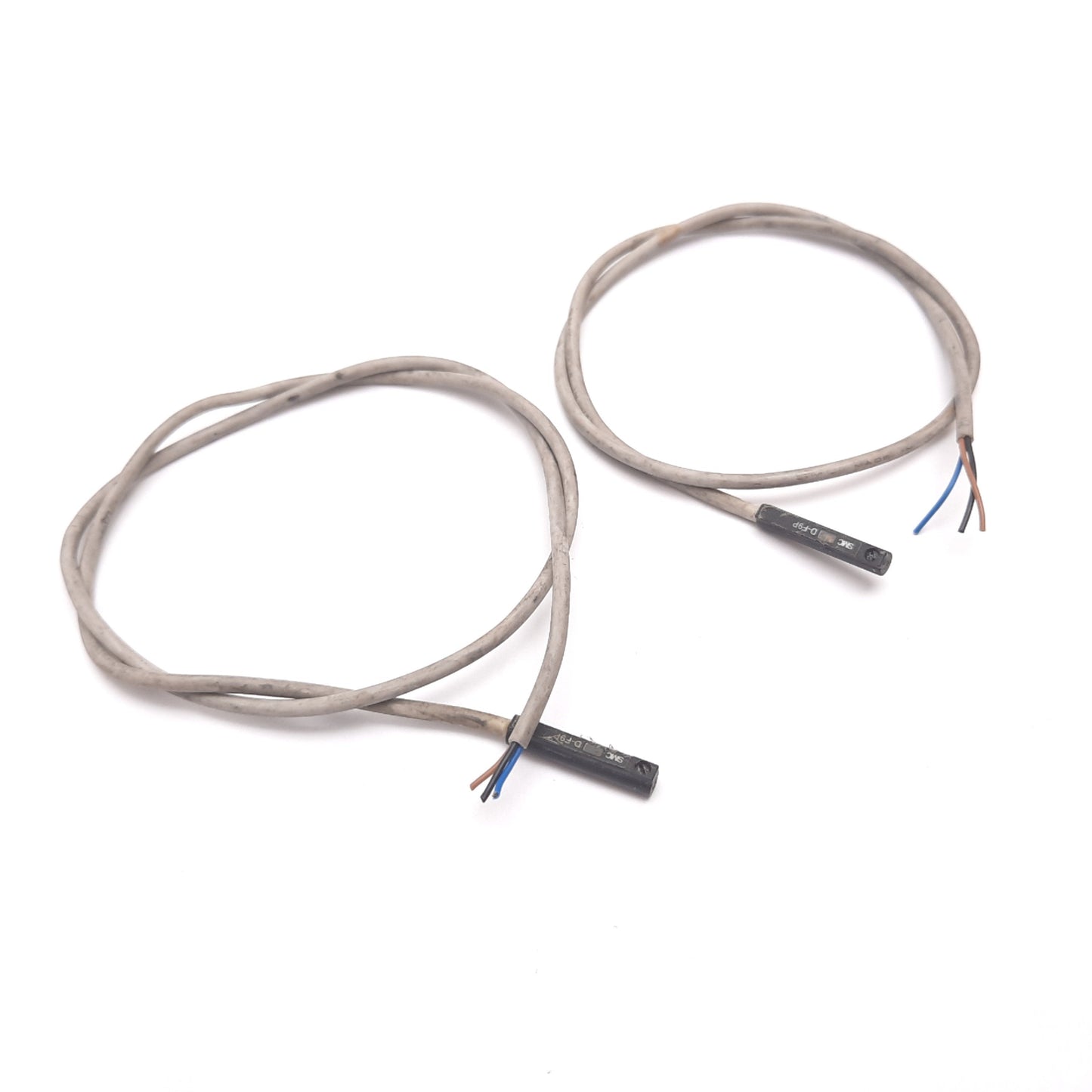 Used Lot of 2 SMC D-F9P Cylinder Position Sensor Switch, PNP, 24VDC, 3-Wire, 16" Long