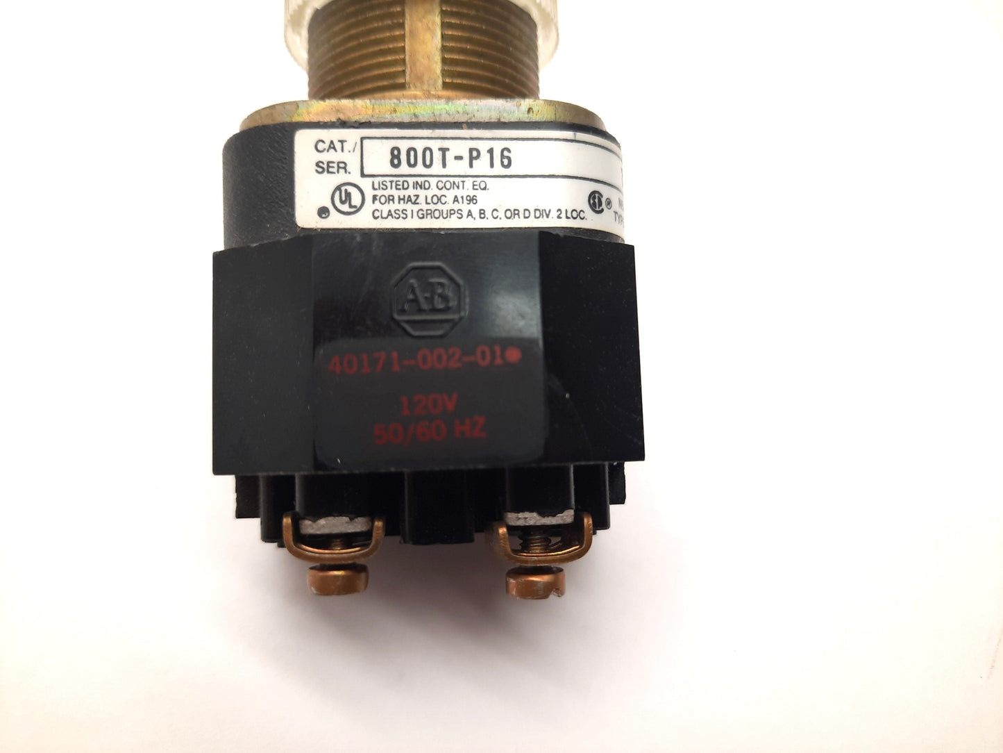 Used Allen Bradley 800T-P16C Clear Pilot Indicator Lights, 120V AC 50/60Hz