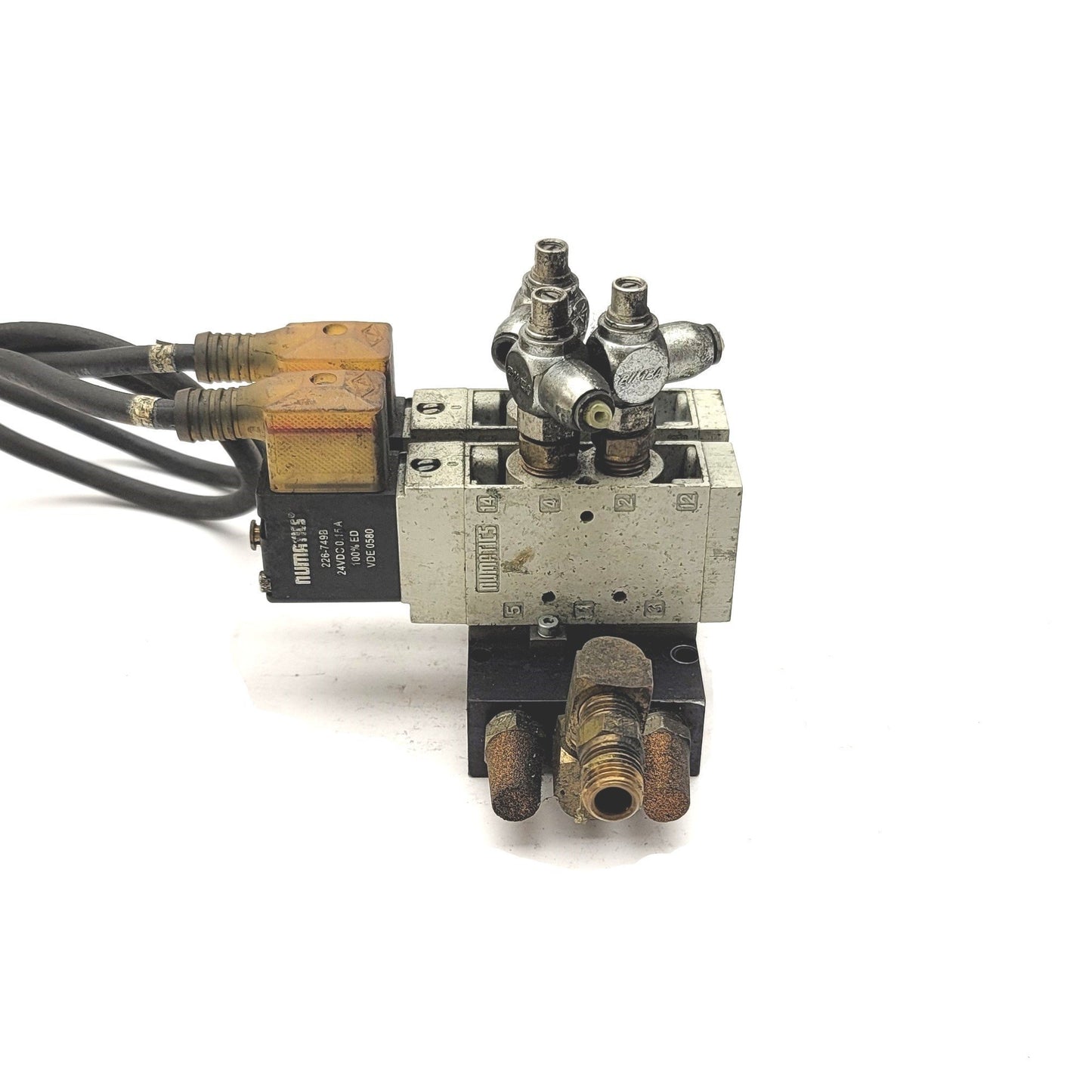 Used Bank Of 2 Numatics L12BA452B000061 Solenoid Valves On Manifold 4-Way 2-Pos 24VDC