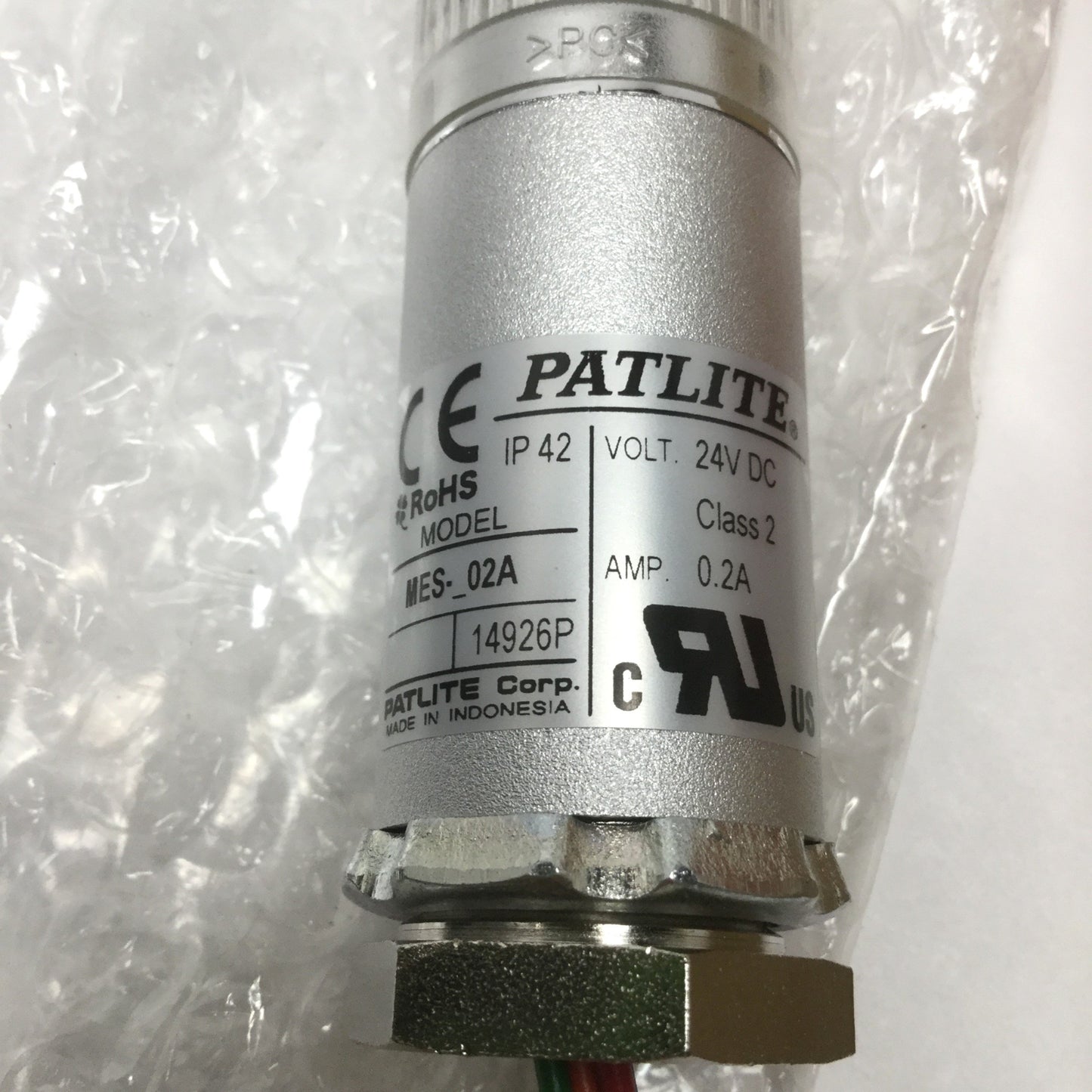 New – Open box Patlite MES-102A-Y Super Slim Stack Signal Light Tower 24VDC Amber LED, Ø25mm