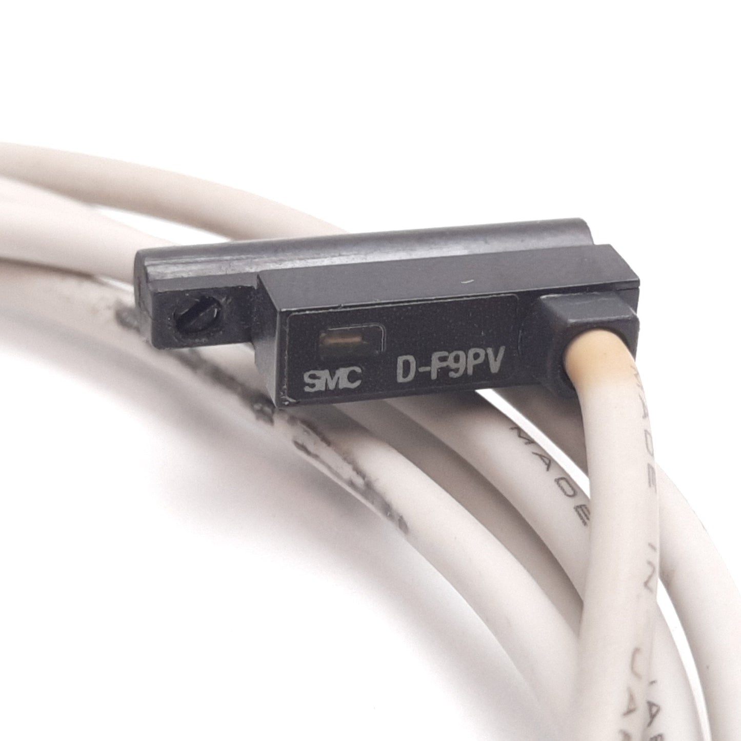 Used SMC D-F9PV Solid State Switch Sensor, PNP N/O, Perpendicular, 24VDC, 3-Wire 1m