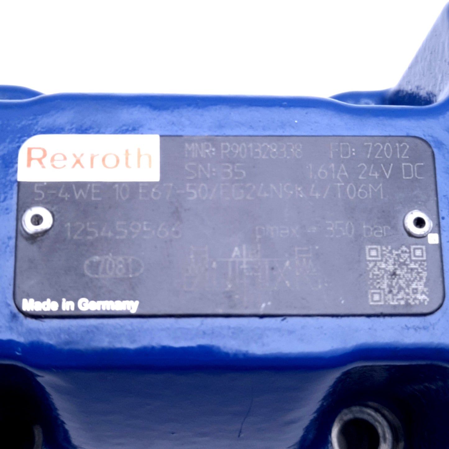 Used Bosch Rexroth R901328338 Operated Directional Control Valve Solenoid Actuation