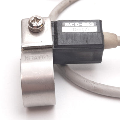 Used SMC D-B53 Reed Auto Switch, 24VDC 5-50mA, 2-Wire, 0.4m, Band Mount