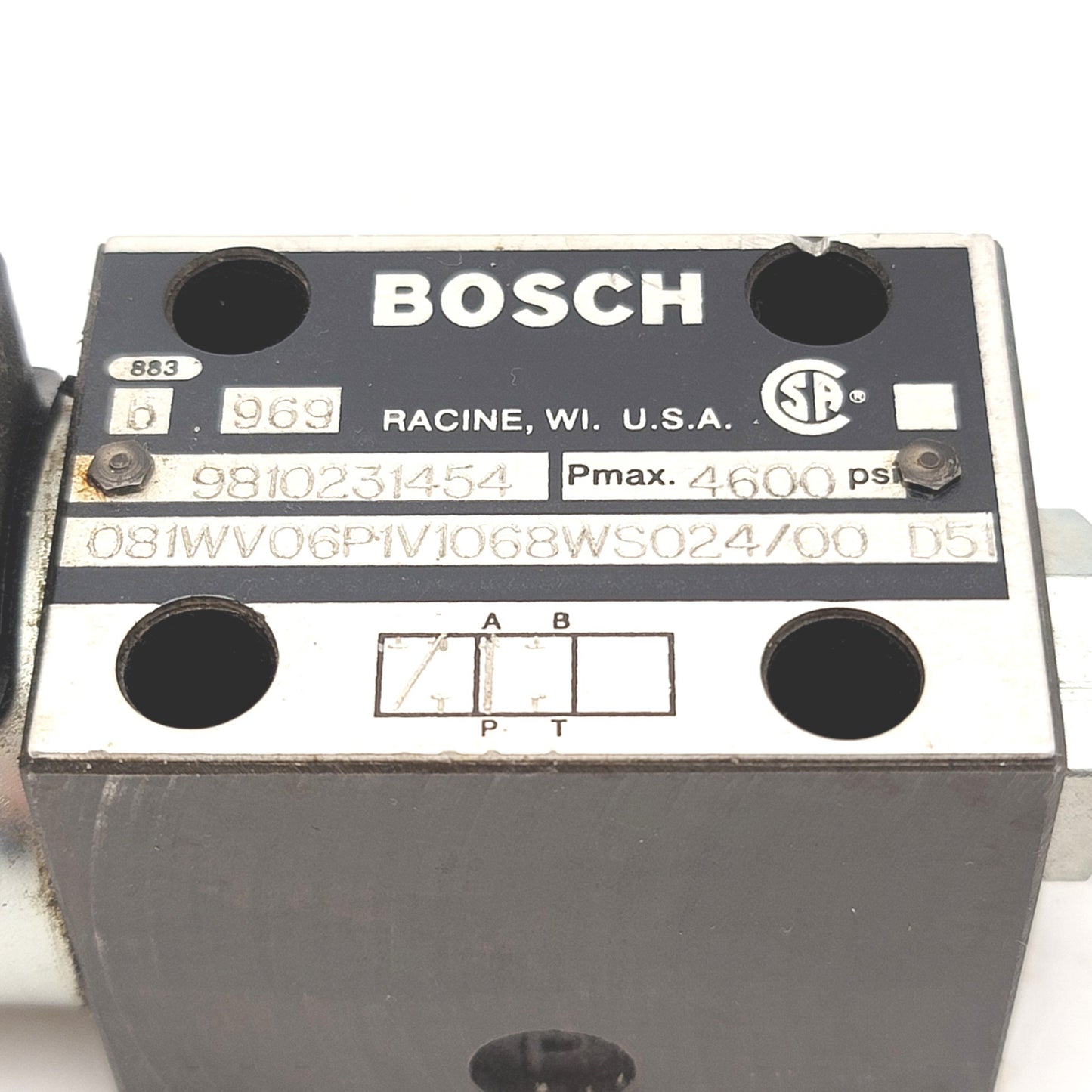 Used Bosch Rexroth 081WV06P1V1068WS024/00 D51 Directional Control Valve 24VDC