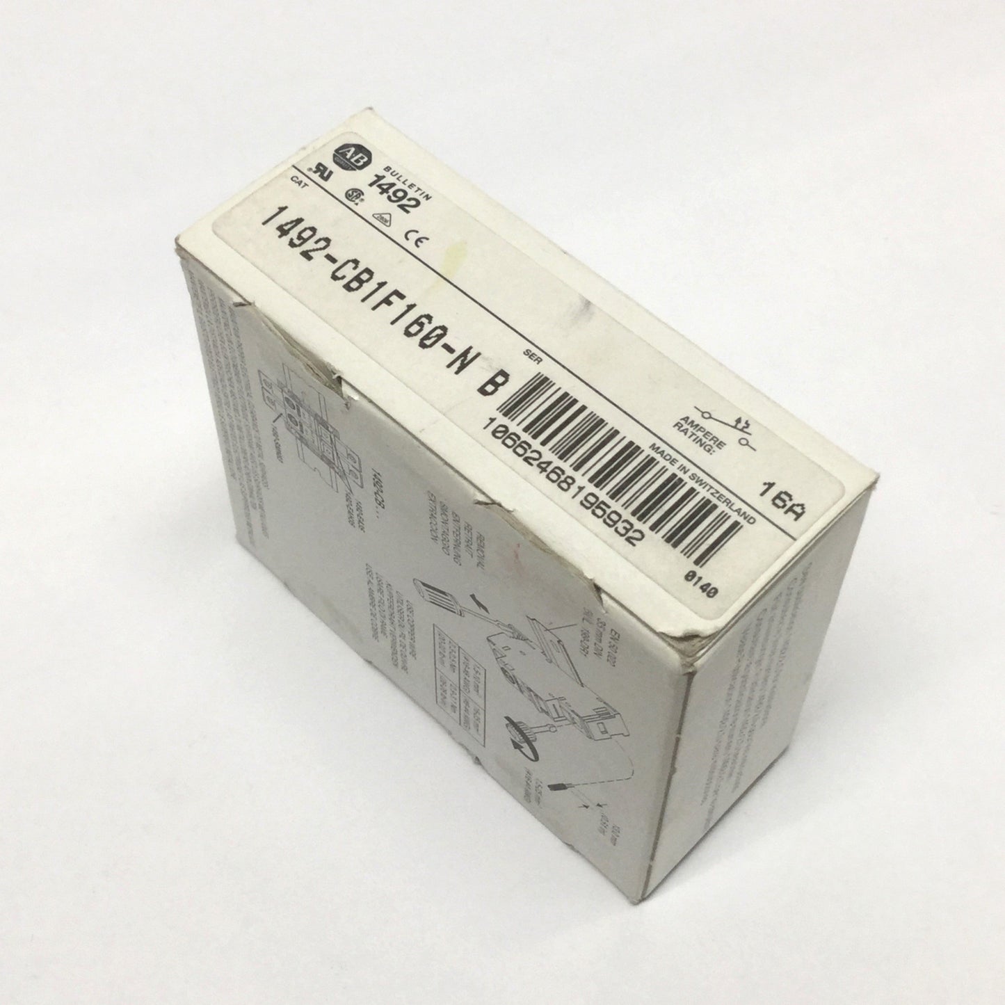 New Allen Bradley 1492-CB1F160-N Supplementary Circuit Breaker 1P+Neutral, 16A