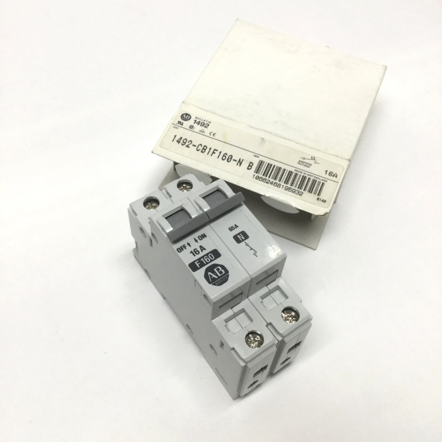 New Allen Bradley 1492-CB1F160-N Supplementary Circuit Breaker 1P+Neutral, 16A