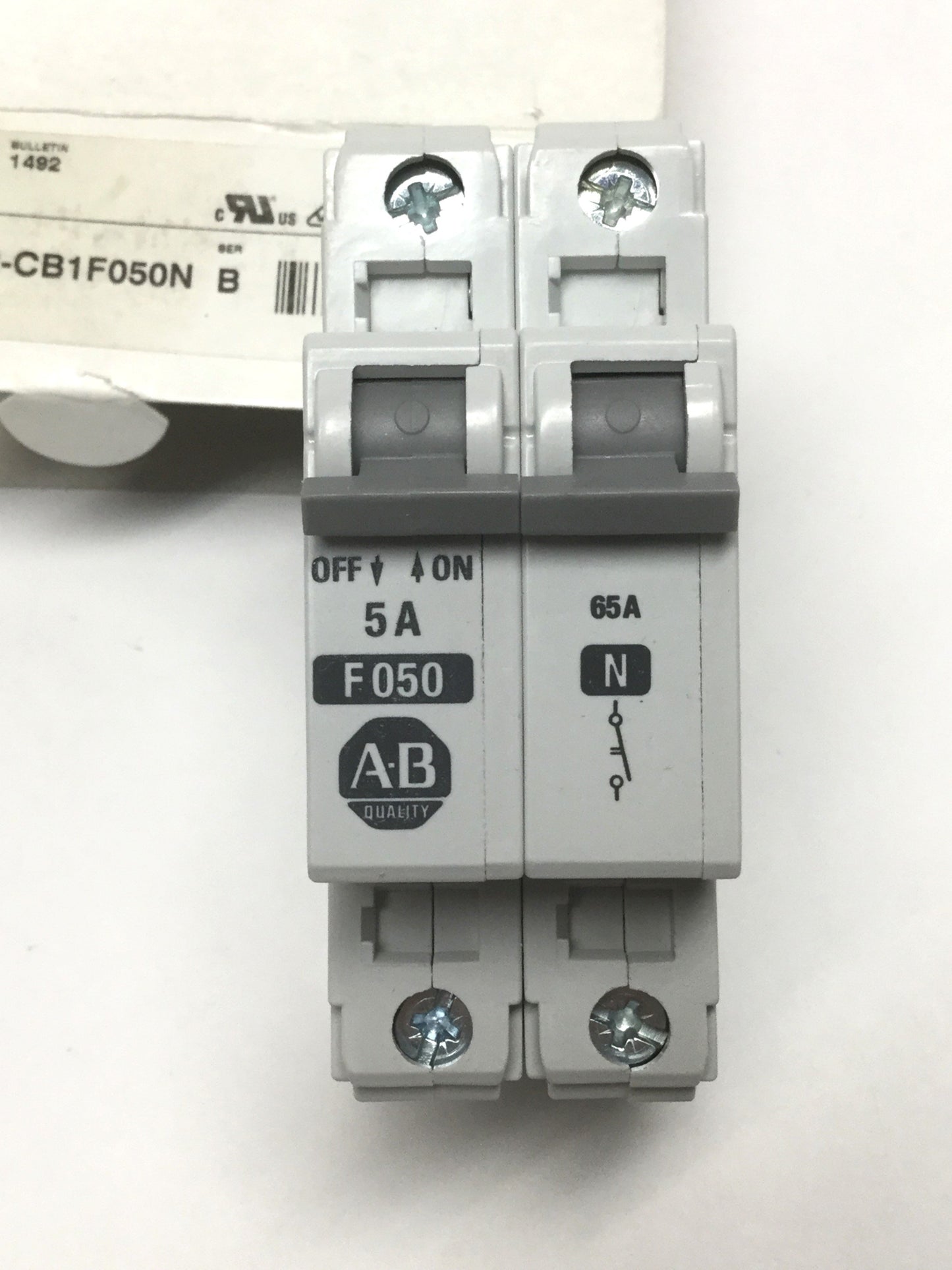 New Allen Bradley 1492-CB1F050-N Supplementary Circuit Breaker 1P+Neutral, 5A