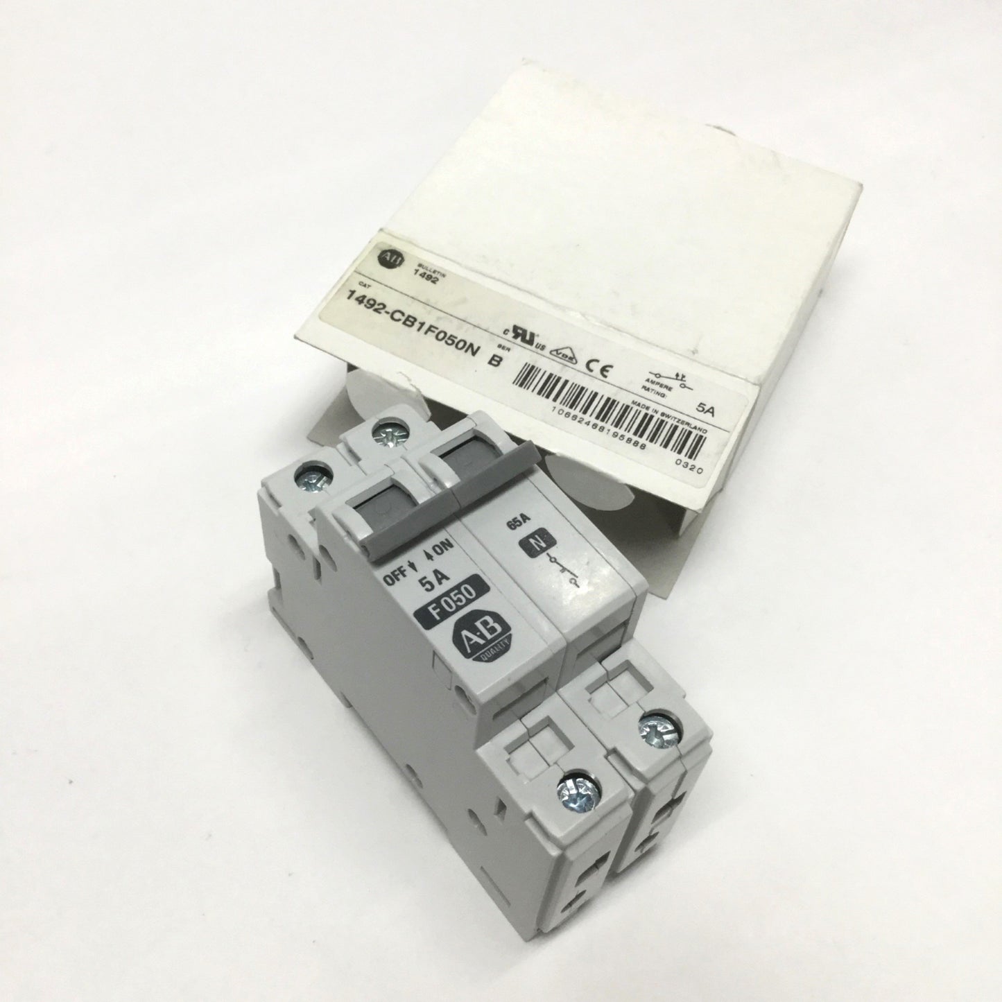 New Allen Bradley 1492-CB1F050-N Supplementary Circuit Breaker 1P+Neutral, 5A