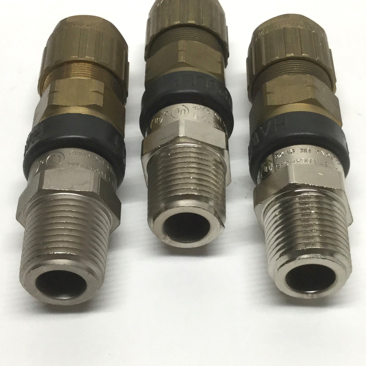 New – Open box Lot of 3 Hawke 153 O X Industrial Brass Cable Gland 1/2" NPT Thread, 9.5-16mm