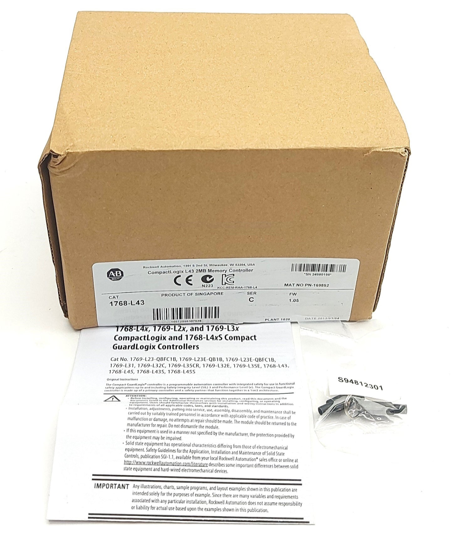 New Allen Bradley 1768-L43 Series C CompactLogix PLC Processor Unit, 2MB Memory