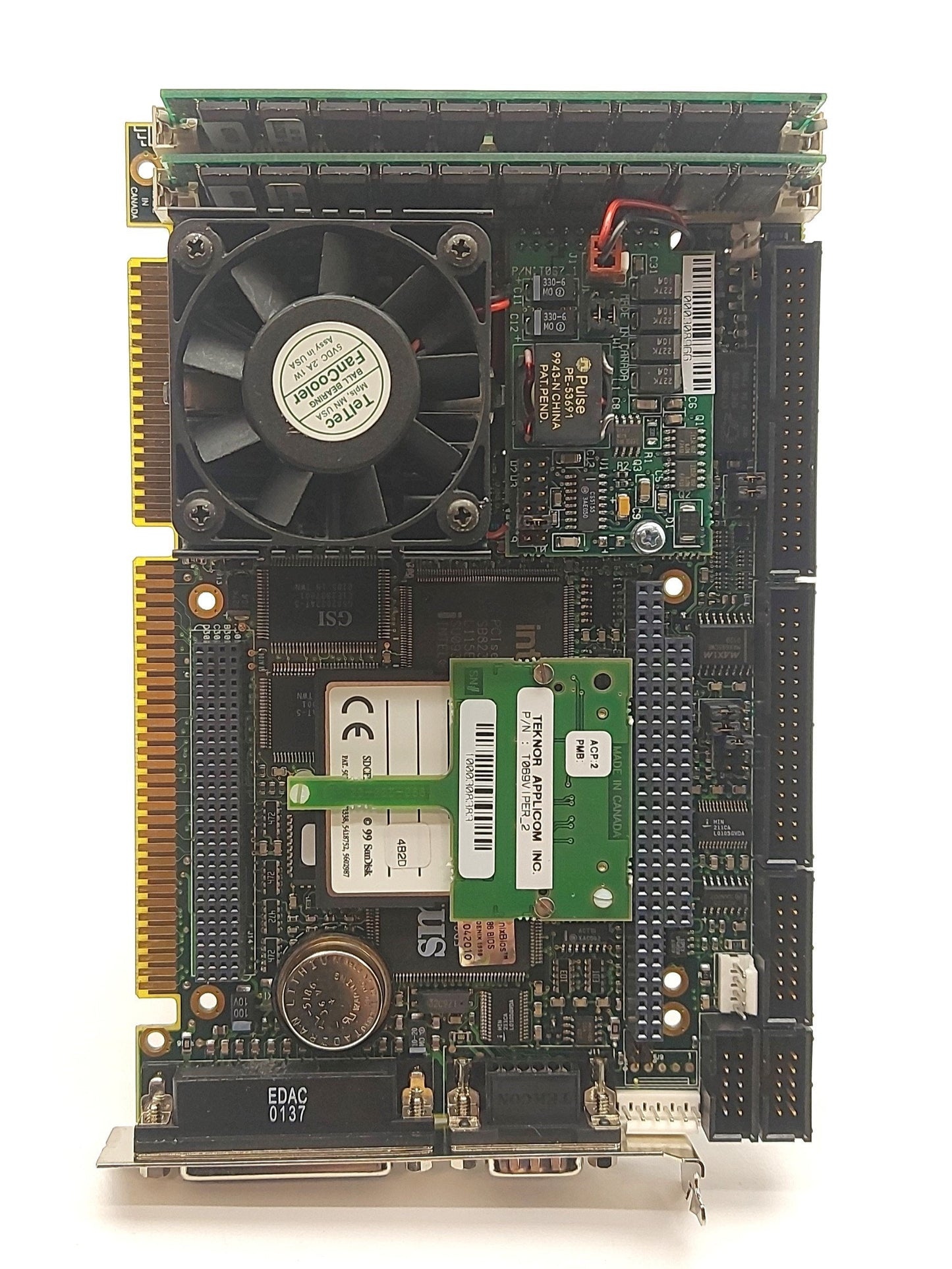 Used TEKNOR VIPER825/KAA-01 Single Board Computer, Intel MMX, 8MB RAM, PICMG1.0