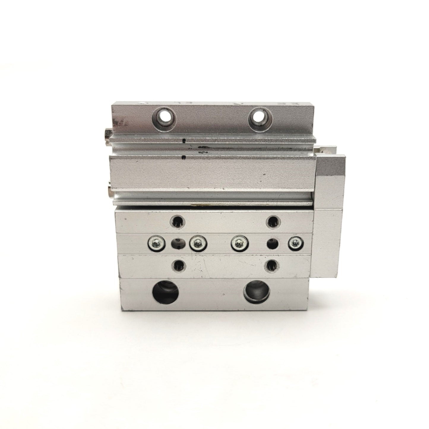 Used SMC MXF8-20 Low Profile Slide Table Bore: 8mm Stroke: 20mm, 0.15-0.7MPa, M3x0.5