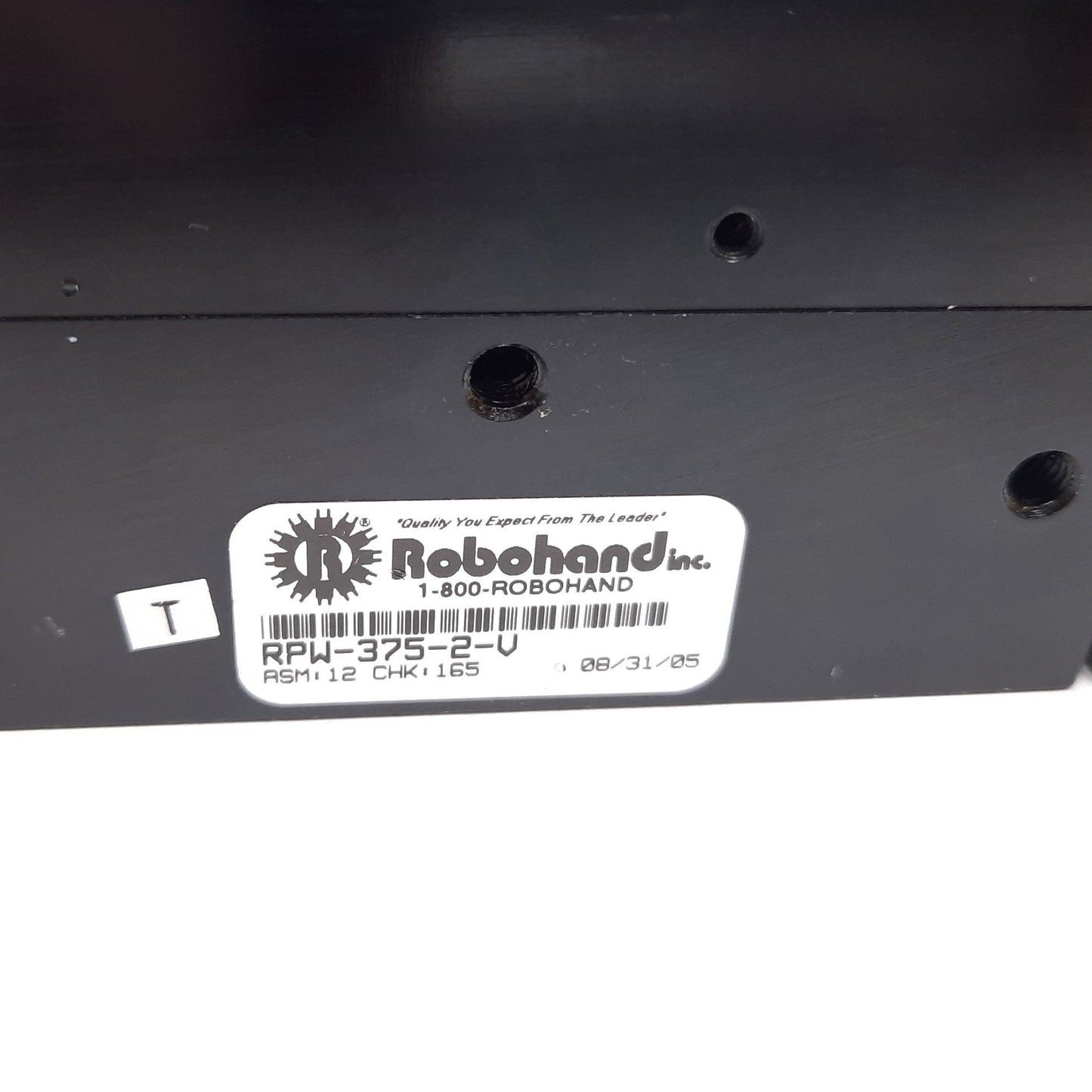 Used Robohand RPW-375-2-V Wide Body Parallel Pneumatic Gripper, 2-Jaw, 2" Stroke
