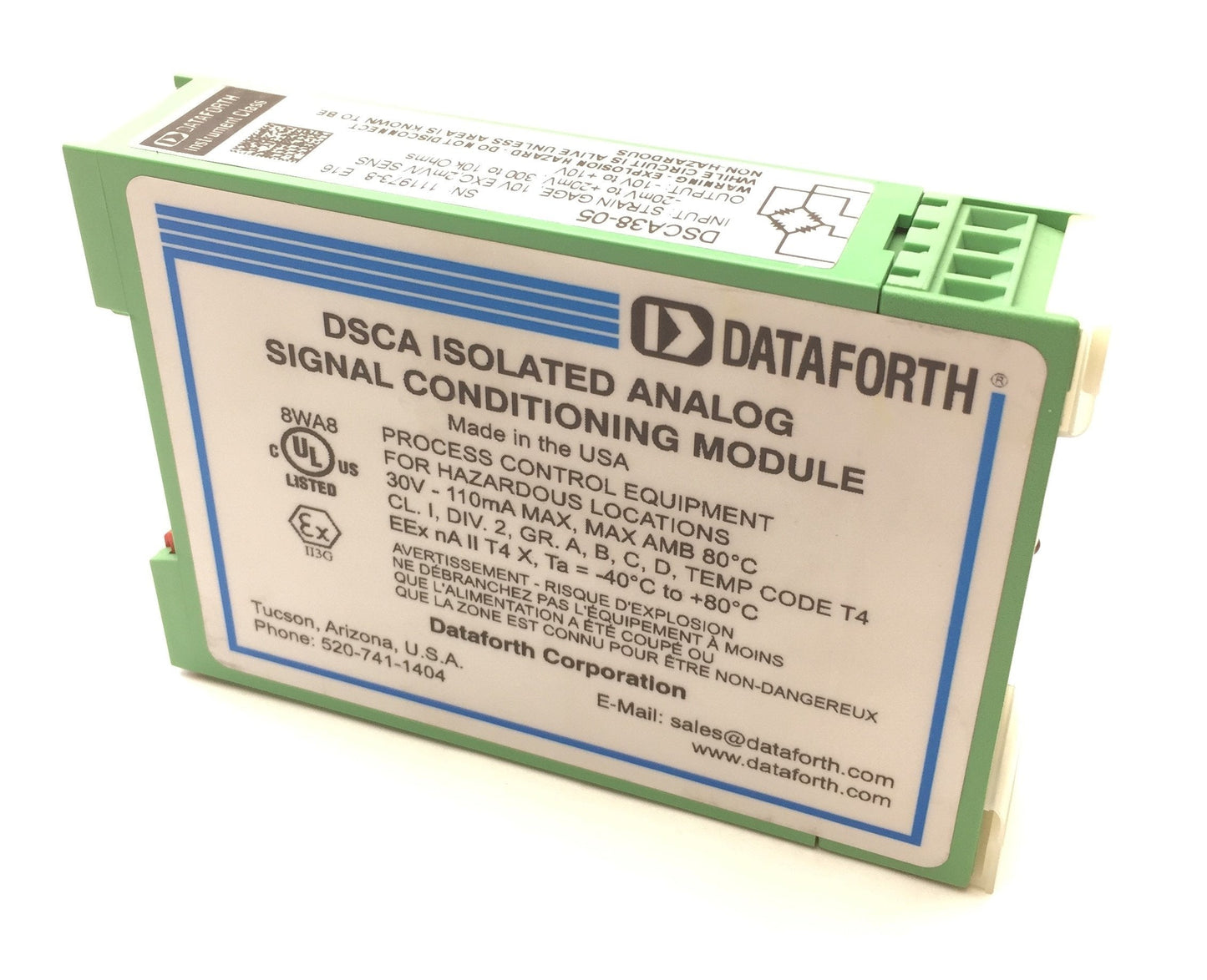 Used Dataforth DSCA38-05 Isolated Strain Gage Input Module, 300 to 10K Ohms, +/-10V