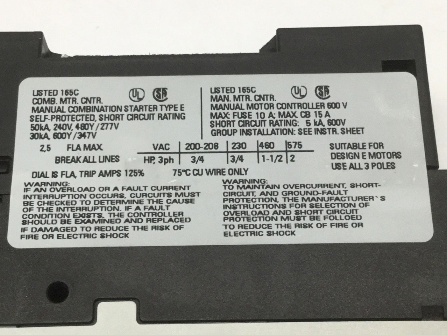 Used Siemens 3RV1021-1CA10 Sirius Motor Protector Circuit Breaker 1.8-2.5A Adjustable