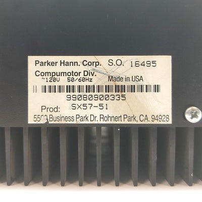 Used Parker SX57-51 SX6-DRIVE Compumotor Stepper Motor Drive, 2-Phase Hybrid, 120VAC