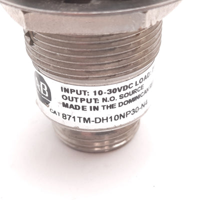 Used Allen Bradley 871TM-DH10NP30-N4 Inductive Proximity Sensor, 10mm, 10-30VDC 200mA