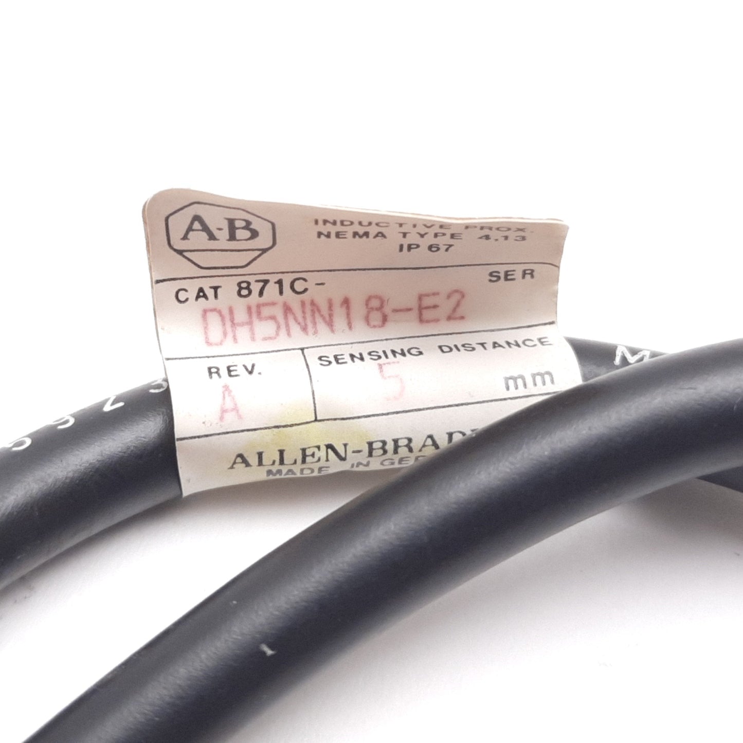 Used Allen Bradley 871C-DH5NN18-E2 Inductive Proximity Sensor, 5mm, 10-60VDC, 0.2A