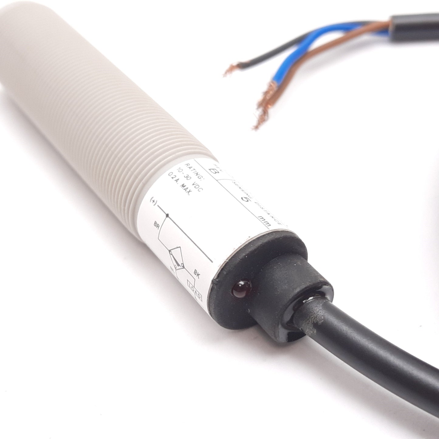 Used Allen Bradley 871C-P5S18 Inductive Proximity Sensor, 5mm, 10-30VDC, M18