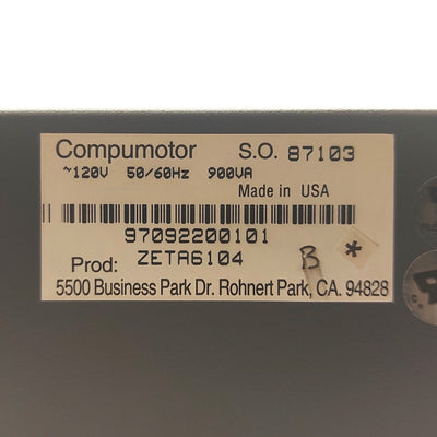Used Parker ZETA6104 Compumotor Stepper Drive 1-Axis 4A RS-232 95-132VAC *No V_I/O*