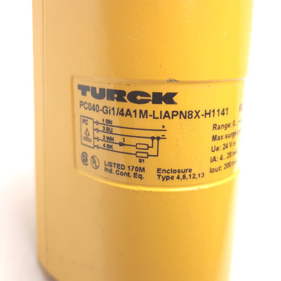 Used Turck PC040-Gi1/4A1M-LIAPN8X-H1141 Pressure Transmitter, 40bar / 580psi, 24VDC