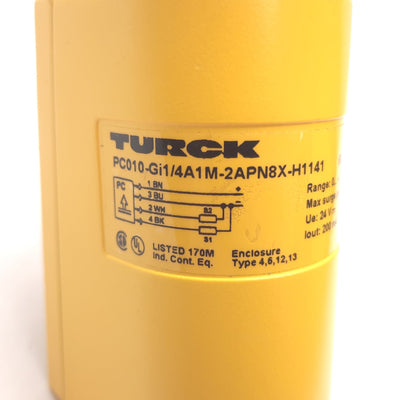 Used Turck PC010-Gi1/4A1M-2APN8X-H1141 Pressure Transmitter, 10bar / 145psi, 24VDC