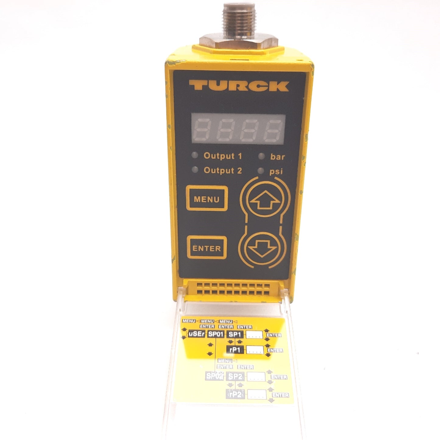 Used Turck PC001V-Gi1/4A1M-2APN8X-H1141 Pressure Transmitter, -1 bar/ -14.5psi, 24VDC