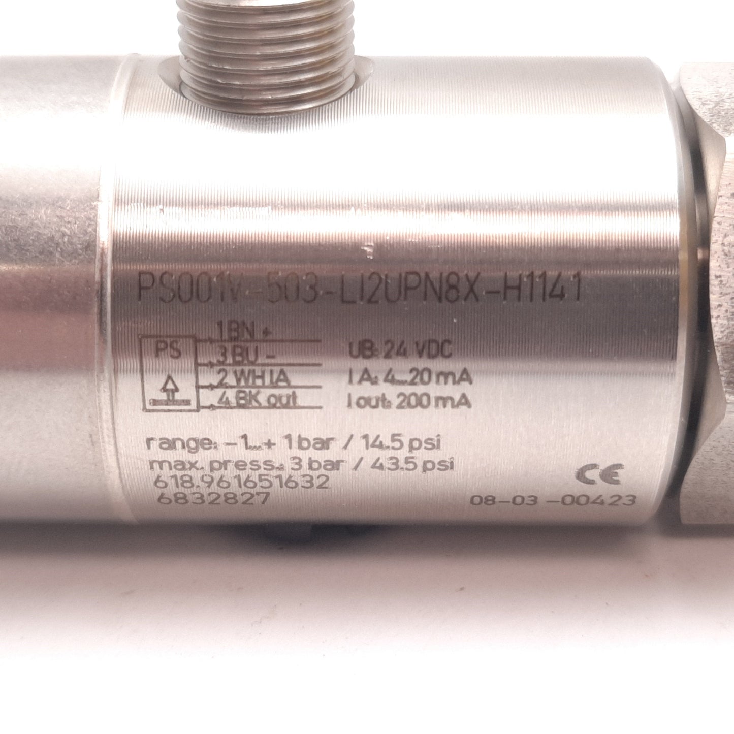 Used Turck PS001V-503-LI2UPN8X-H1141 Pressure Transmitter, -1 to 1bar / 14.5psi