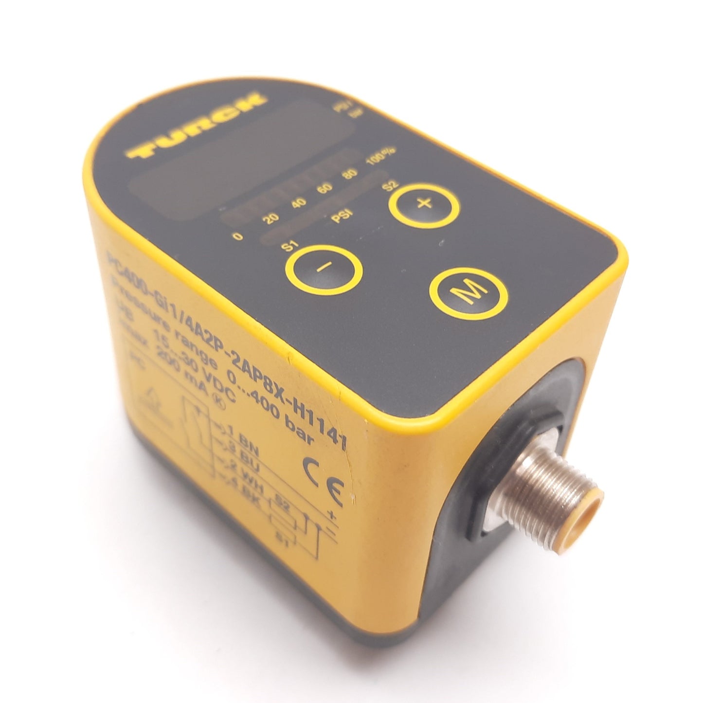Used Turck PC400-Gi1/4A2P-2AP8X-H1141 Pressure Transmitter, 0-400bar, 15-30VDC, 200mA