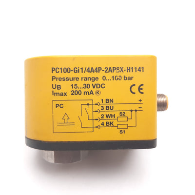Used Turck PC100-Gi1/4A4P-2AP8X-H1141 Pressure Transmitter, 0-100bar, 15-30VDC, 200mA