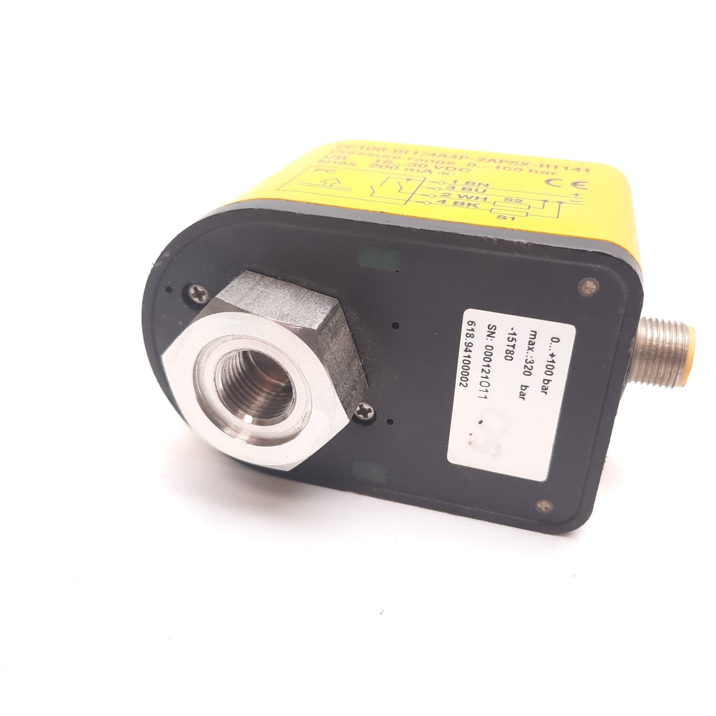 Used Turck PC100-Gi1/4A4P-2AP8X-H1141 Pressure Transmitter, 0-100bar, 15-30VDC, 200mA