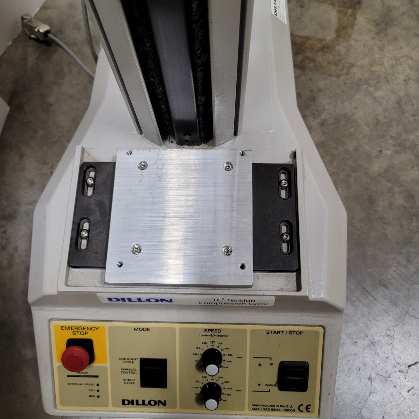 Used Dillon TC2 Tension Compression Cyclic Testing Machine W/DRO 2500N, 500mm, 115VAC
